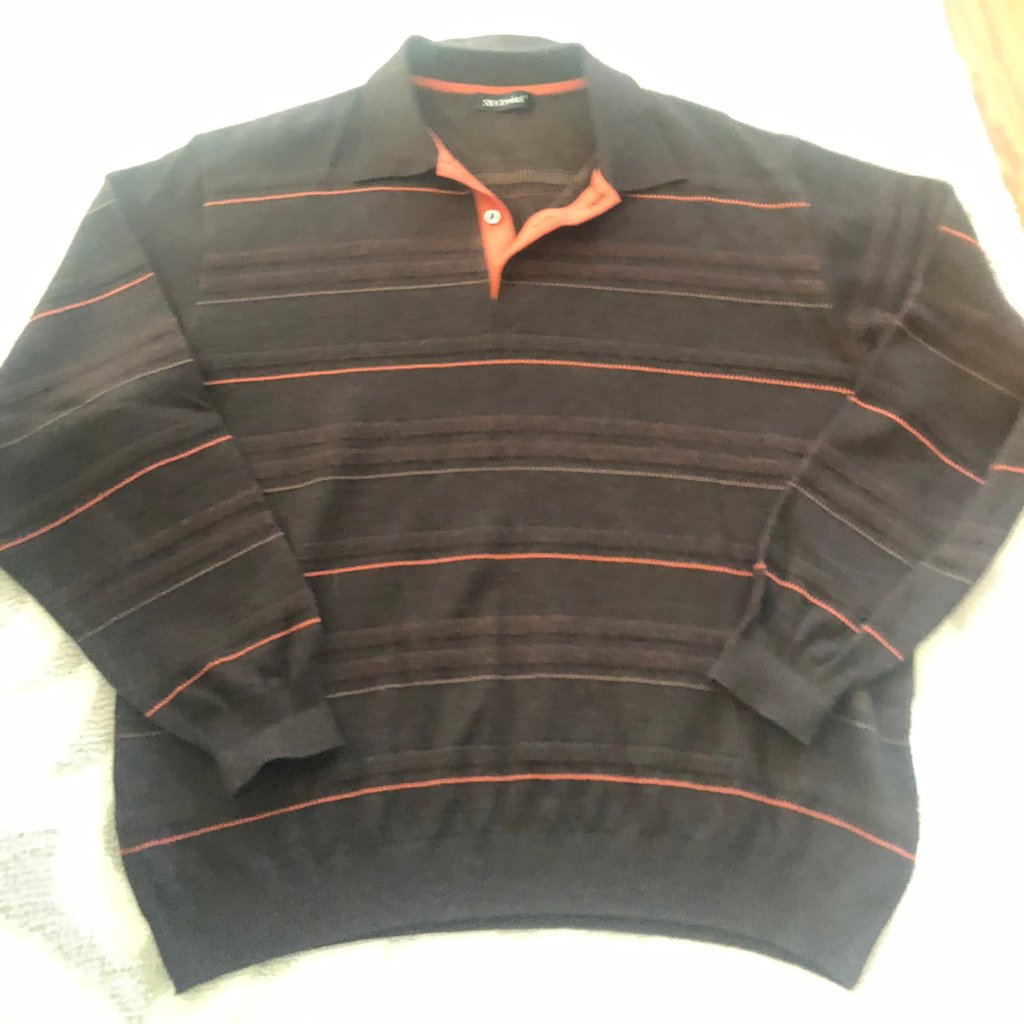 Vintage St. Croix Striped Button Mock Pullover